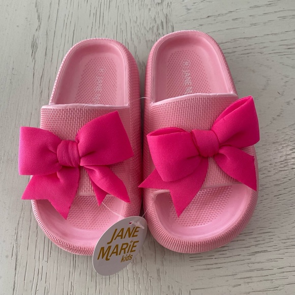 Anne Marie Other - Anne Marie Girl’s Light Pink Slide Summer Sandals Pool Shoes Hot Pink Bow Medium